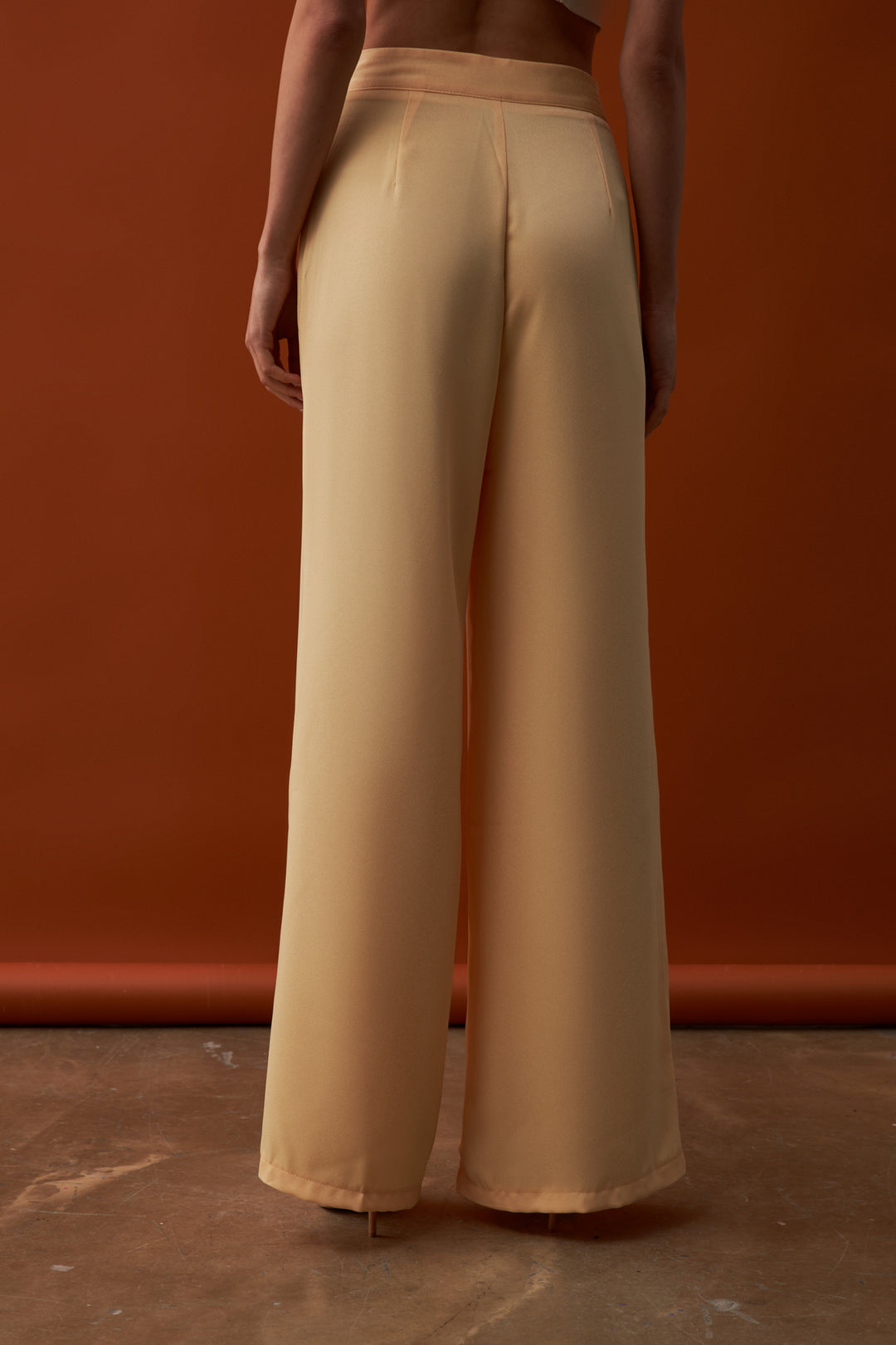 Sateen Pantalon Ample en Crêpe - Jaune