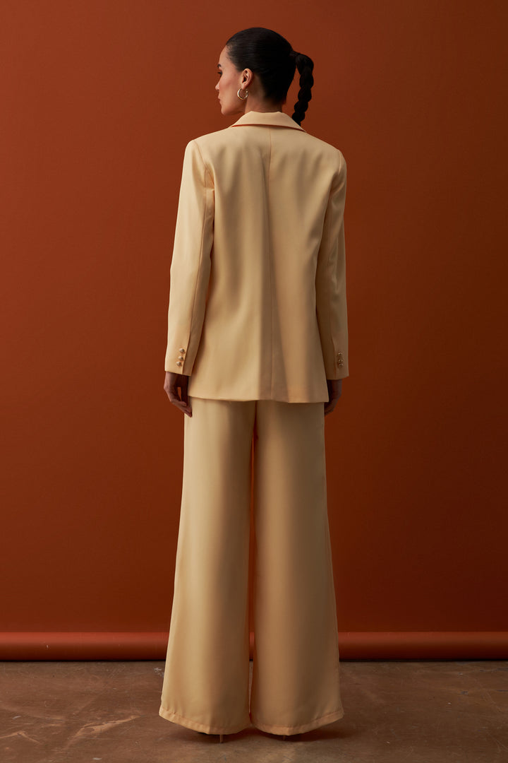 Sateen Pantalon Ample en Crêpe - Jaune