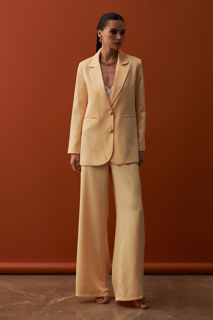 Sateen Pantalon Ample en Crêpe - Jaune