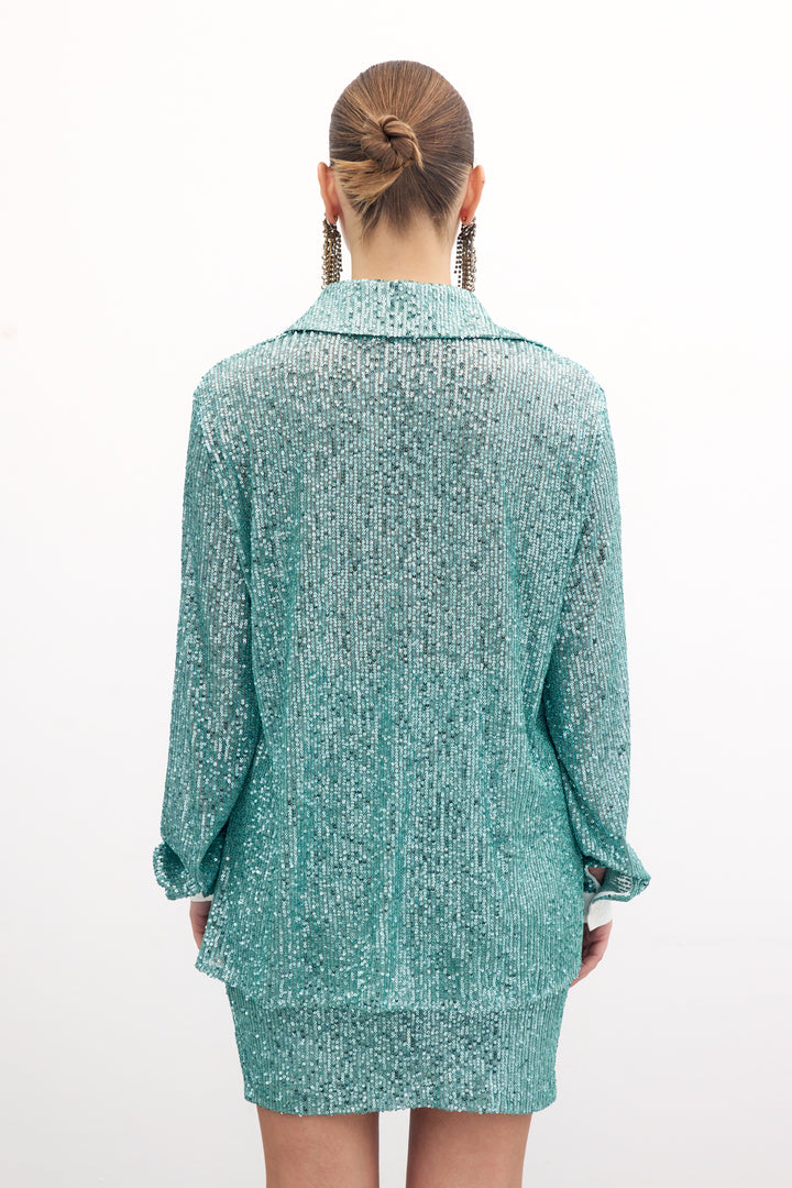 Sateen Chemise ample à paillettes - Menthe