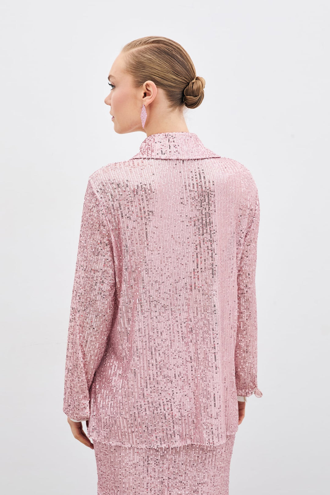 Sateen Chemise ample à paillettes - Poudre