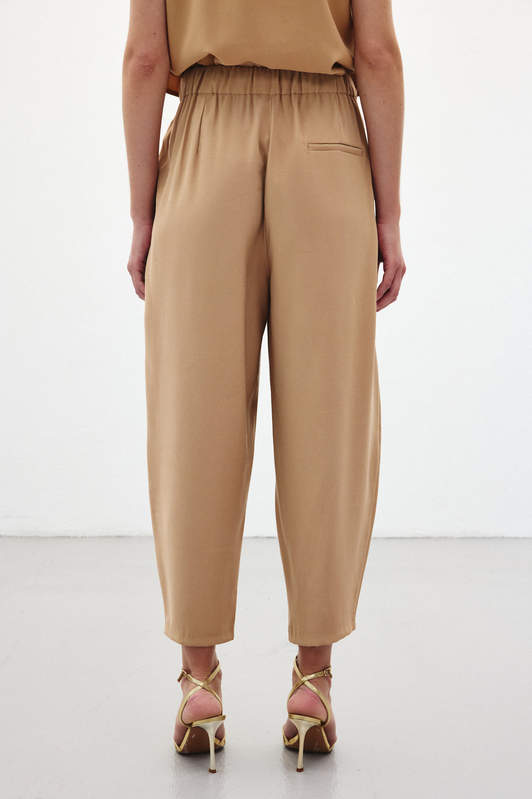 Sateen Pantalon coupe sarouel - Beige