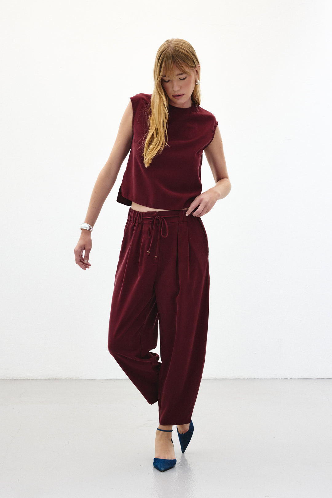 Sateen Pantalon coupe sarouel - Bordeaux