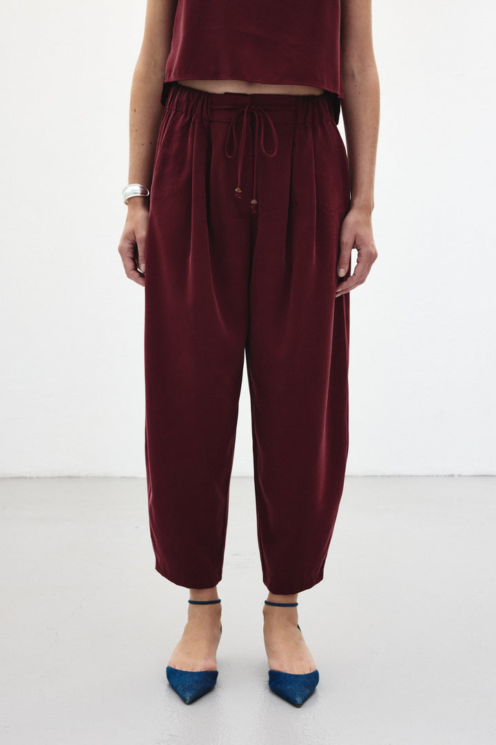 Sateen Pantalon coupe sarouel - Bordeaux