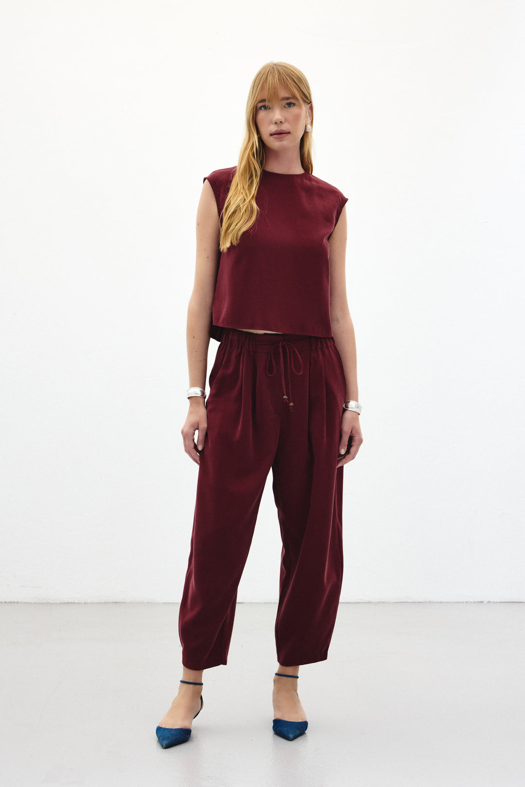 Sateen Pantalon coupe sarouel - Bordeaux
