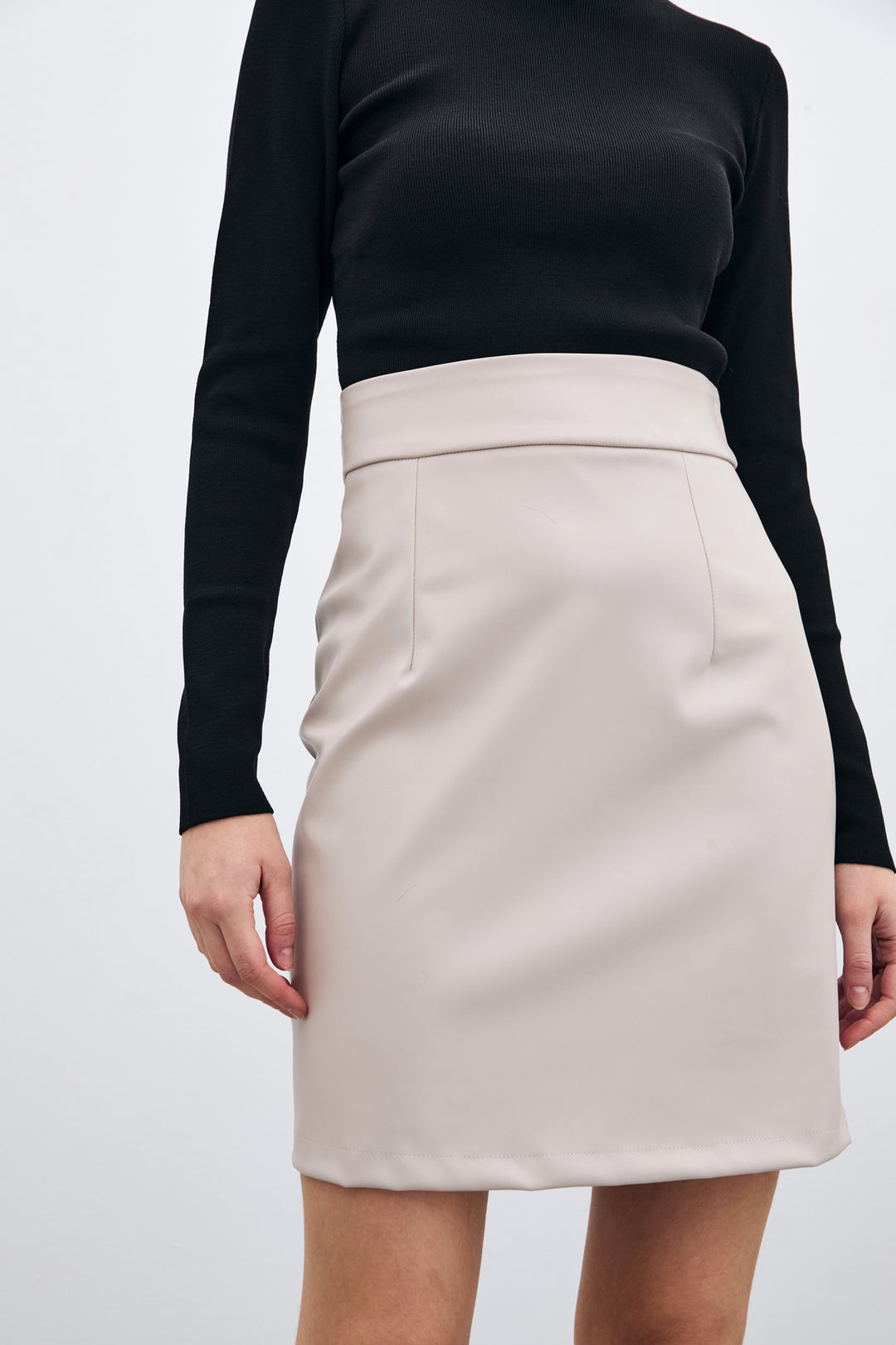 Sateen Jupe en Cuir avec Doublure - Pierre