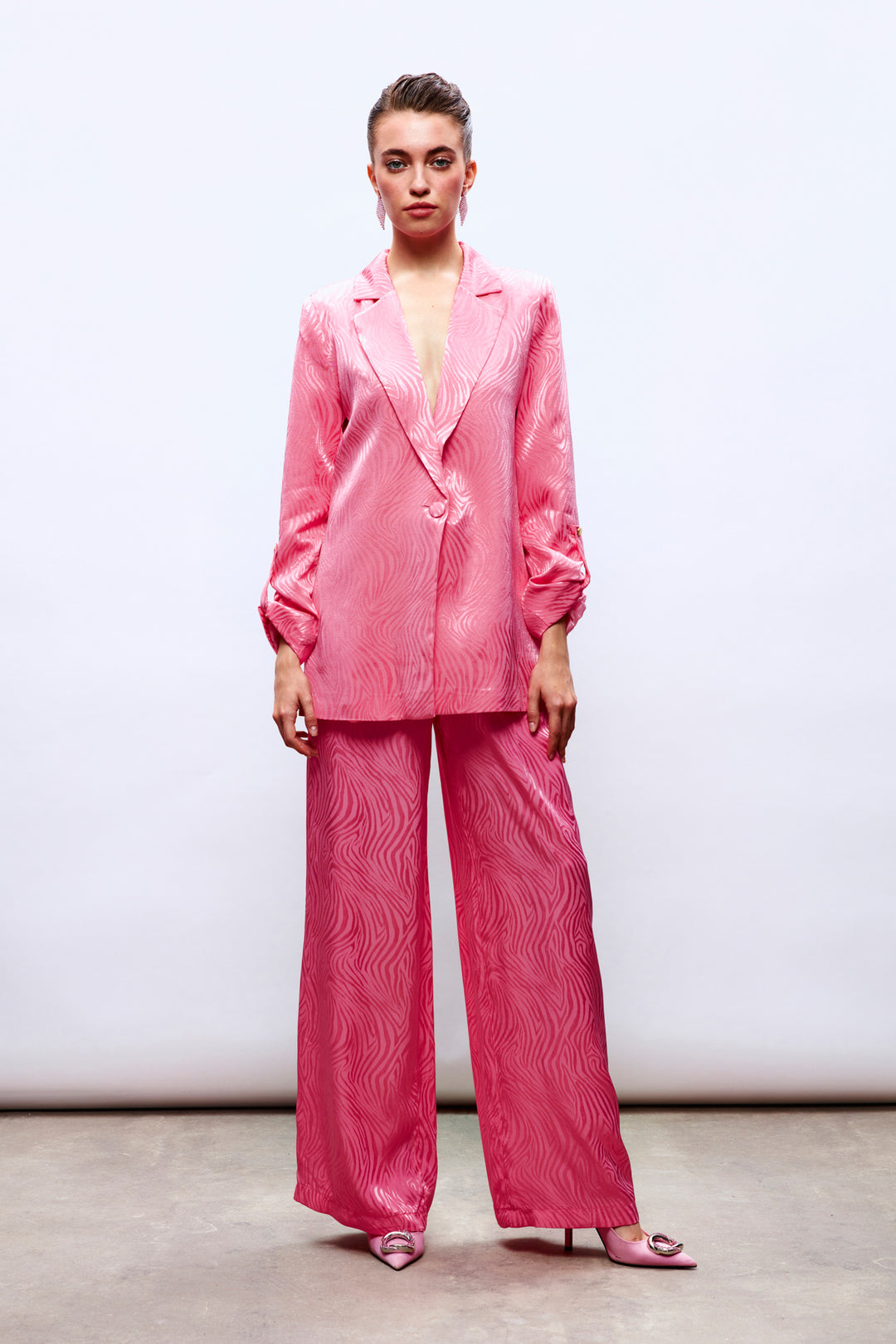 Sateen Pantalon satiné à motifs - Rose