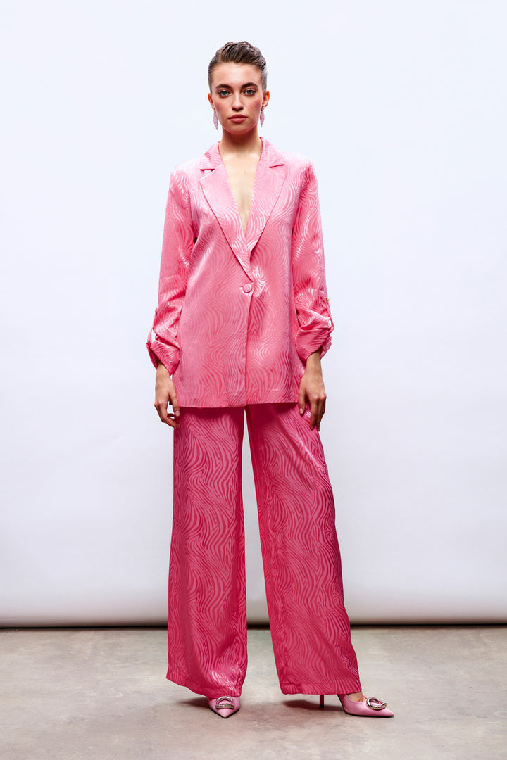 Sateen Pantalon satiné à motifs - Rose
