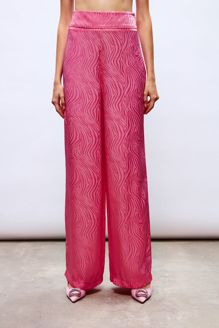 Sateen Pantalon satiné à motifs - Rose