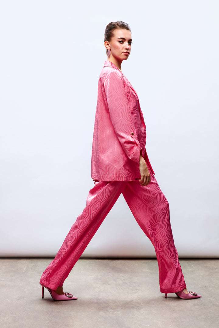 Sateen Pantalon satiné à motifs - Rose