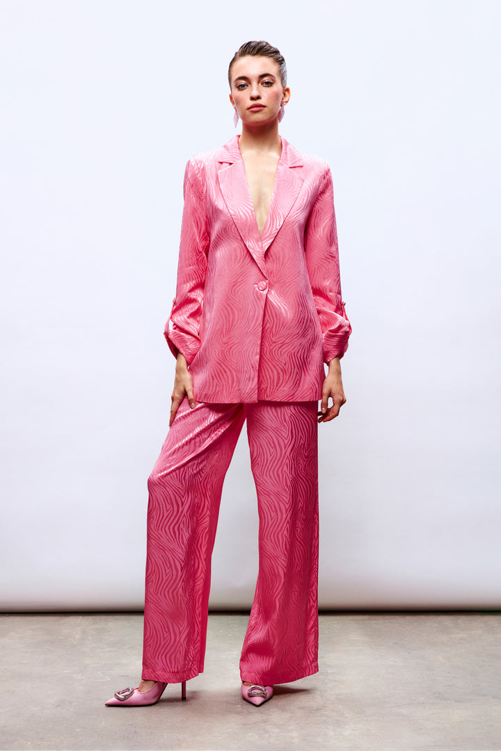 Sateen Pantalon satiné à motifs - Rose