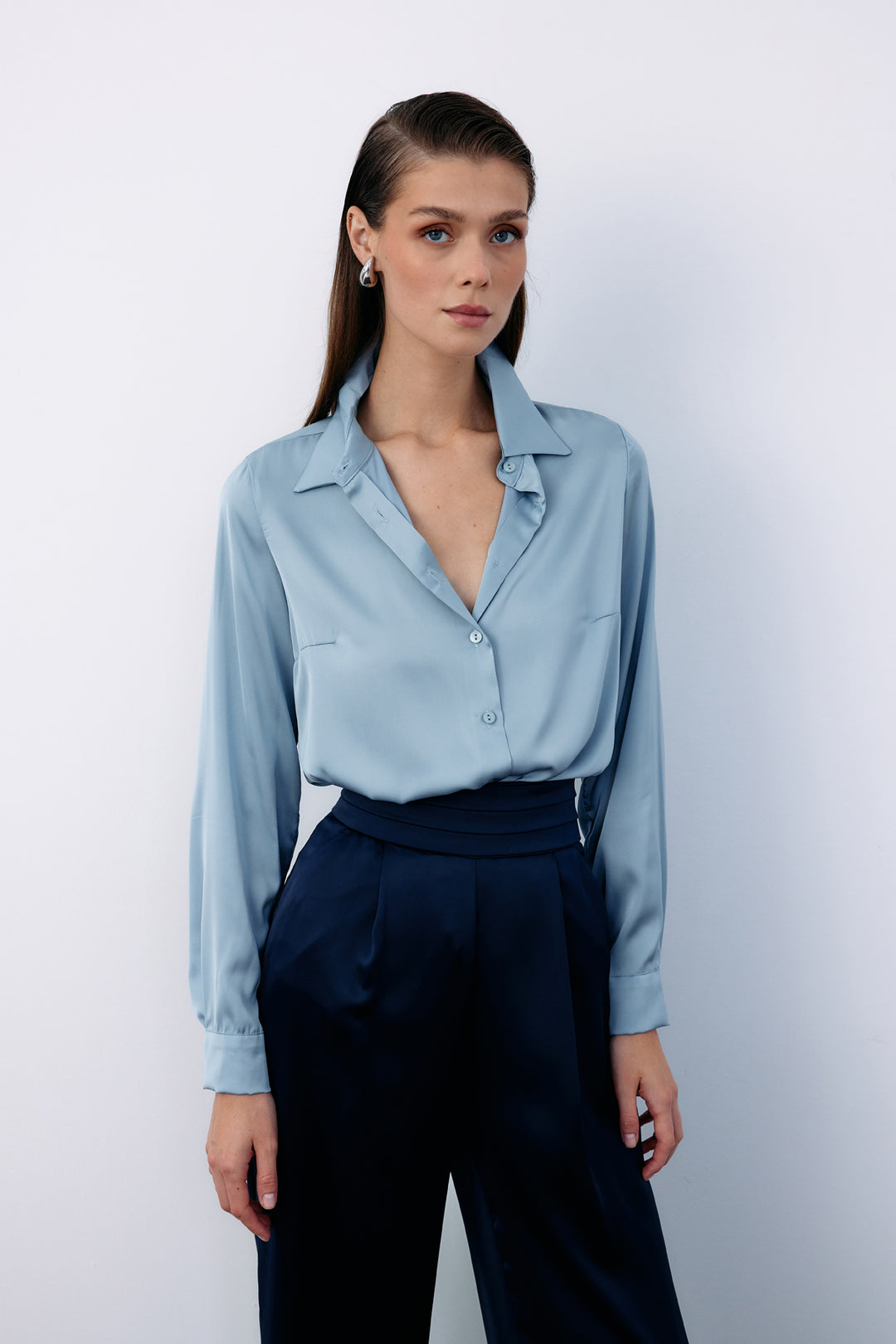 Sateen Chemise en satin - Bleu ciel