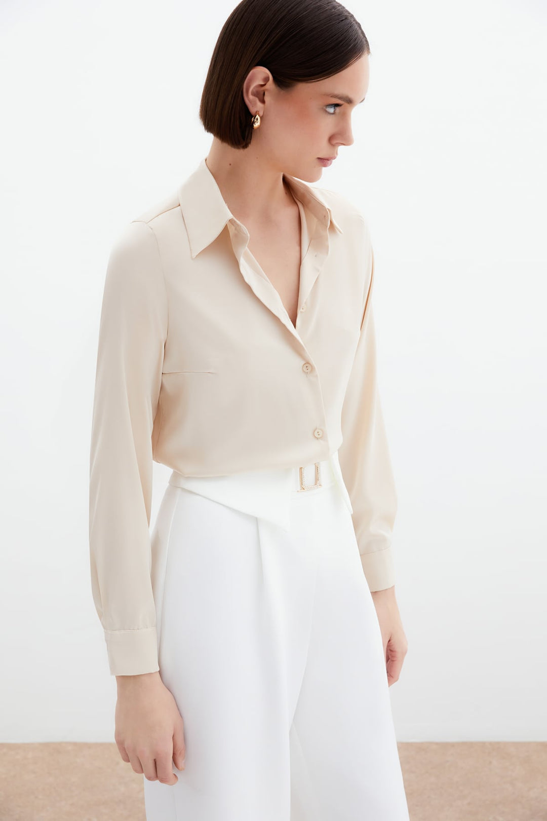 Sateen Chemise en satin - Beige