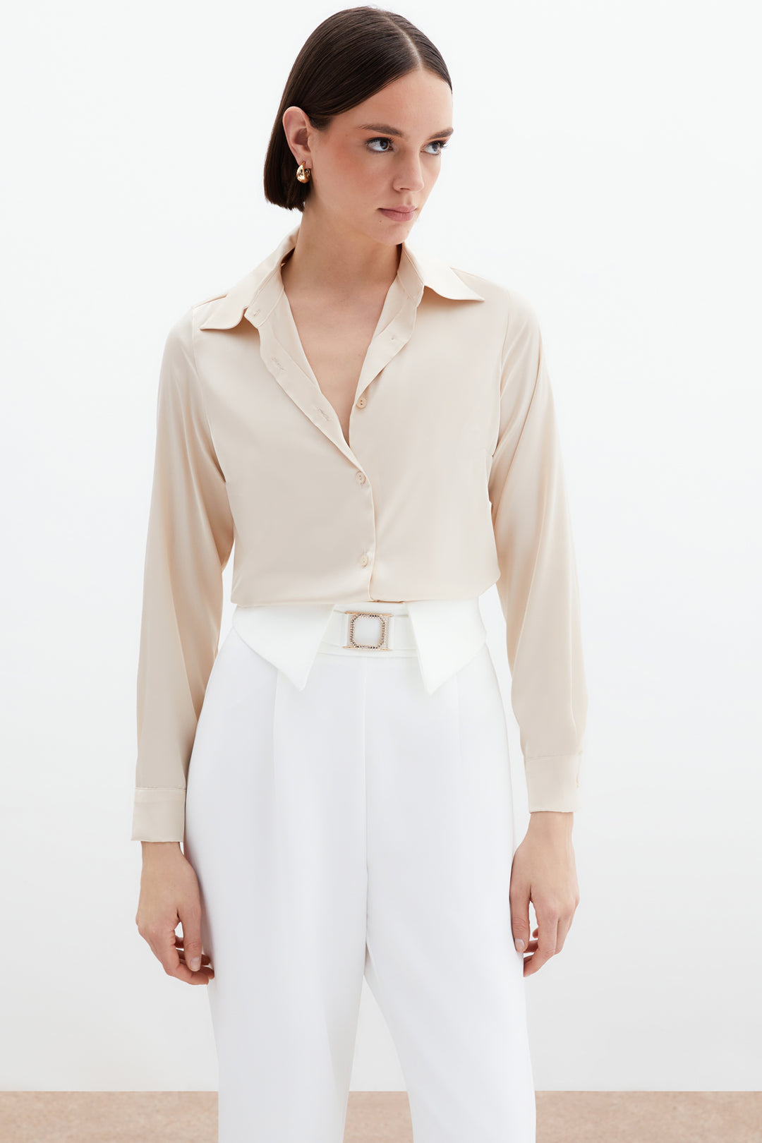 Sateen Chemise en satin - Beige