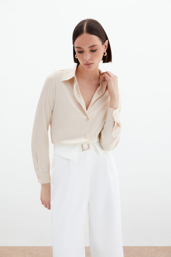Sateen Chemise en satin - Beige