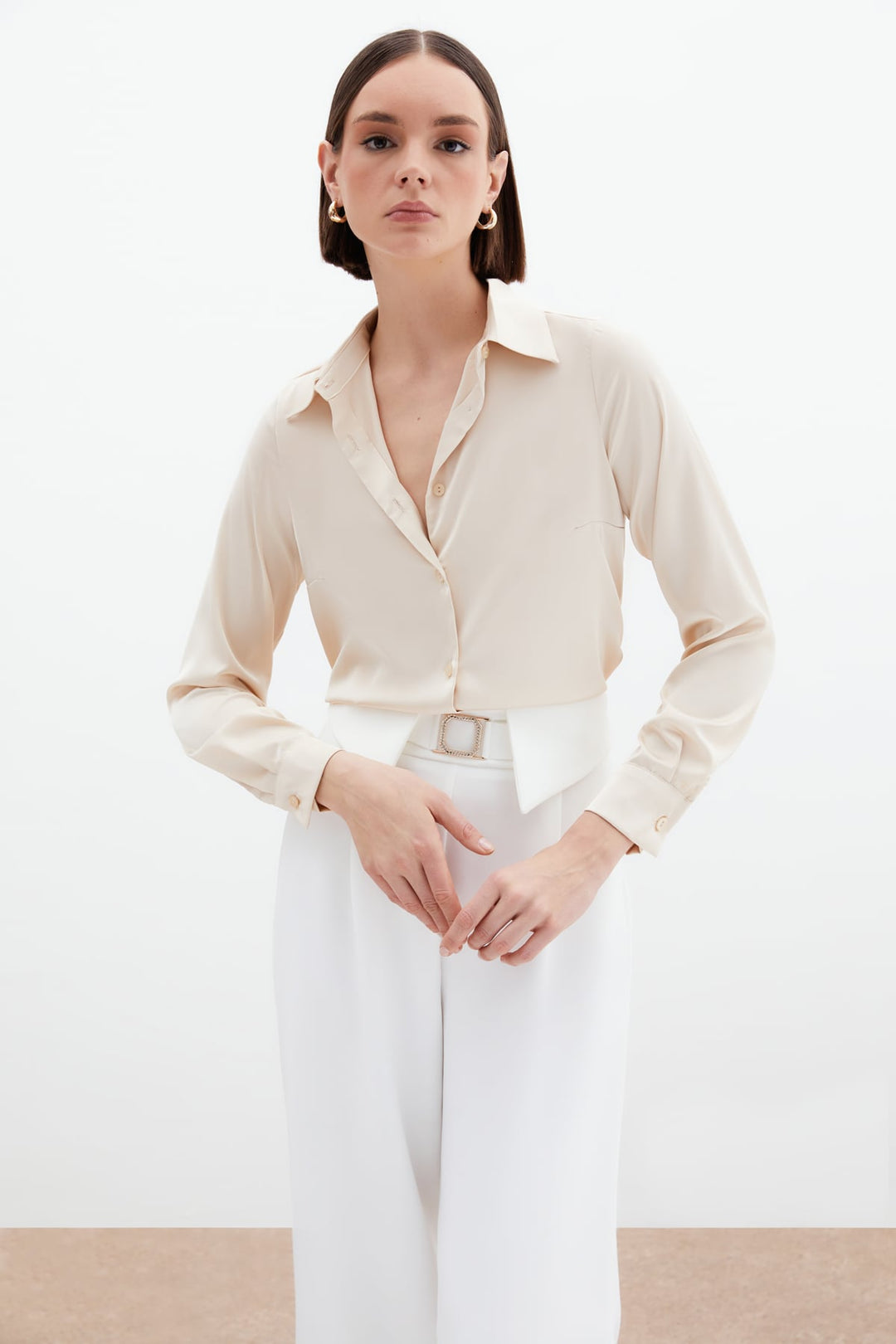Sateen Chemise en satin - Beige