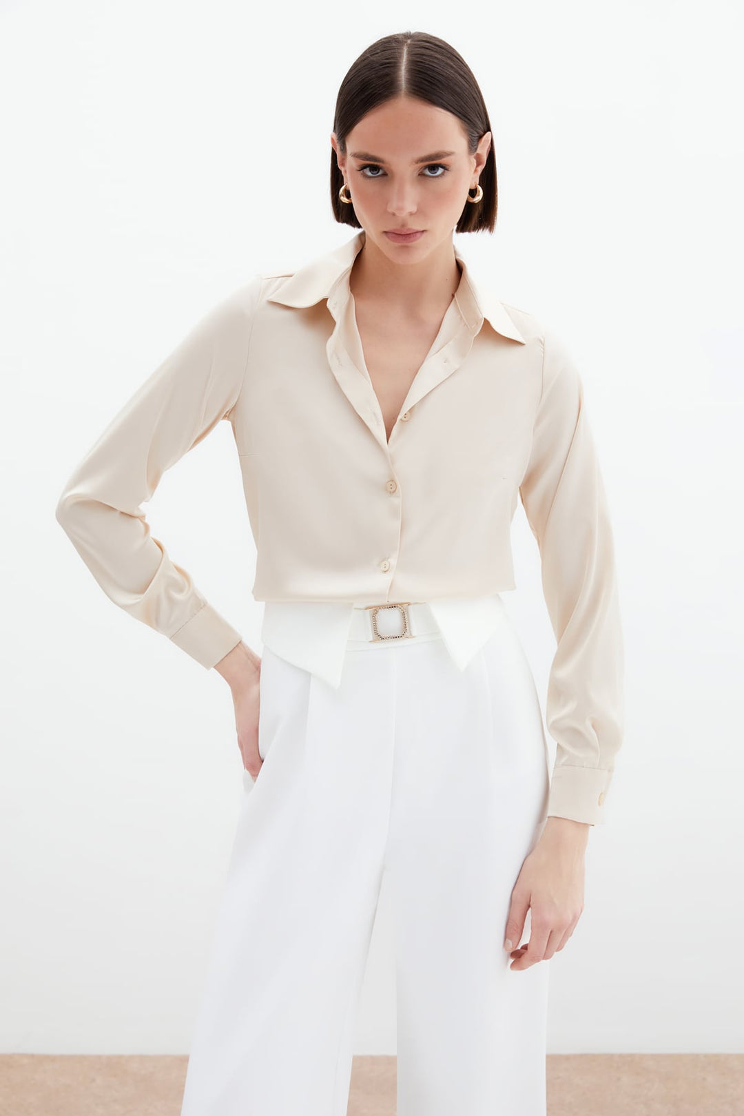 Sateen Chemise en satin - Beige