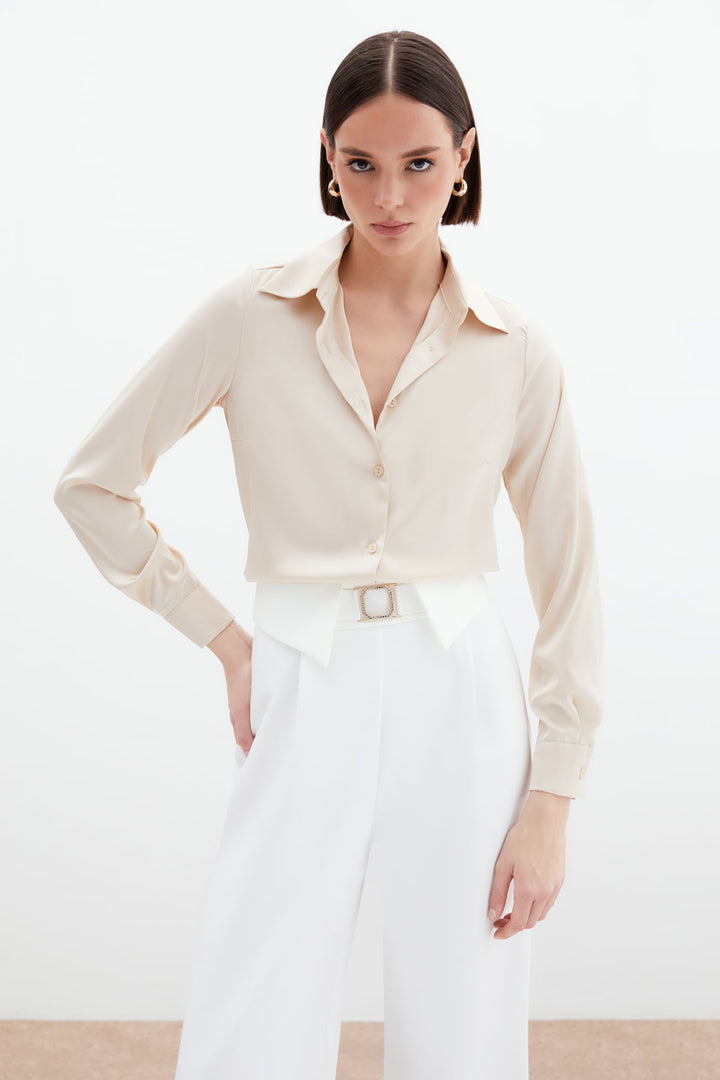 Sateen Chemise en satin - Beige