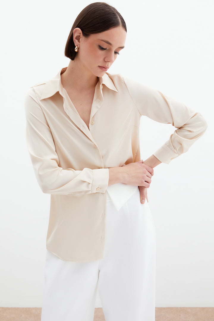 Sateen Chemise en satin - Beige