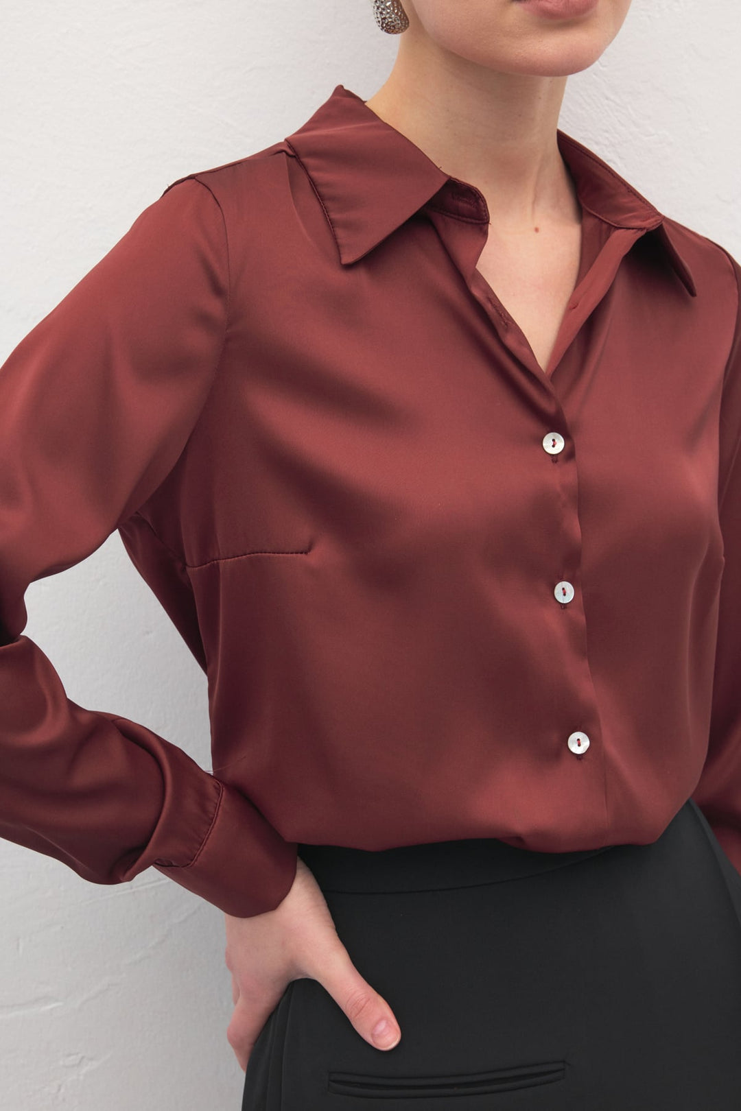 Sateen Chemisier Satin - Bordeaux