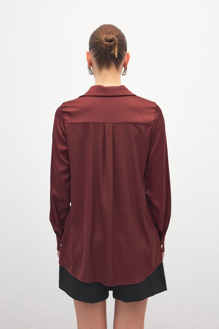Sateen Chemisier Satin - Bordeaux