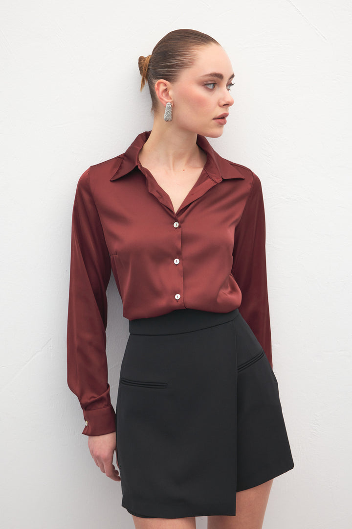 Sateen Chemisier Satin - Bordeaux