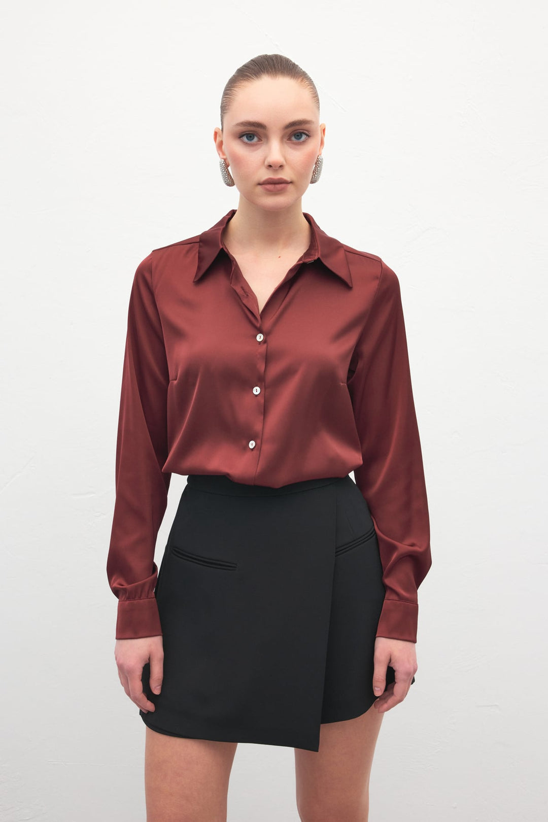 Sateen Chemisier Satin - Bordeaux