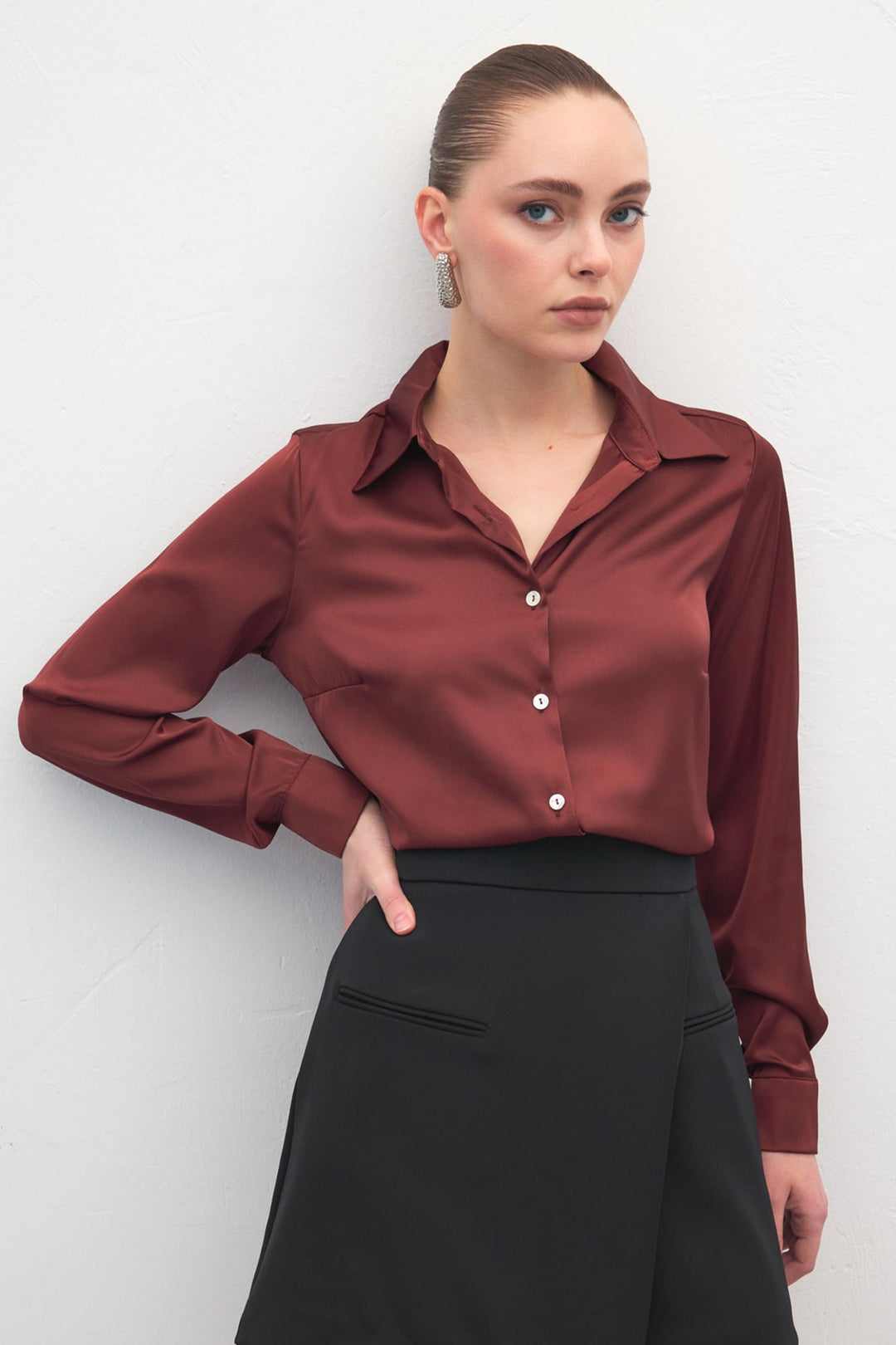 Sateen Chemisier Satin - Bordeaux