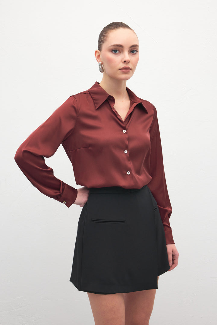Sateen Chemisier Satin - Bordeaux