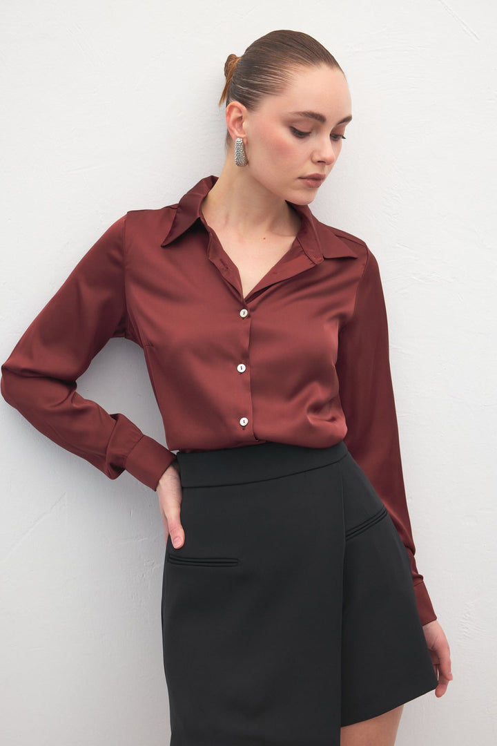 Sateen Chemisier Satin - Bordeaux