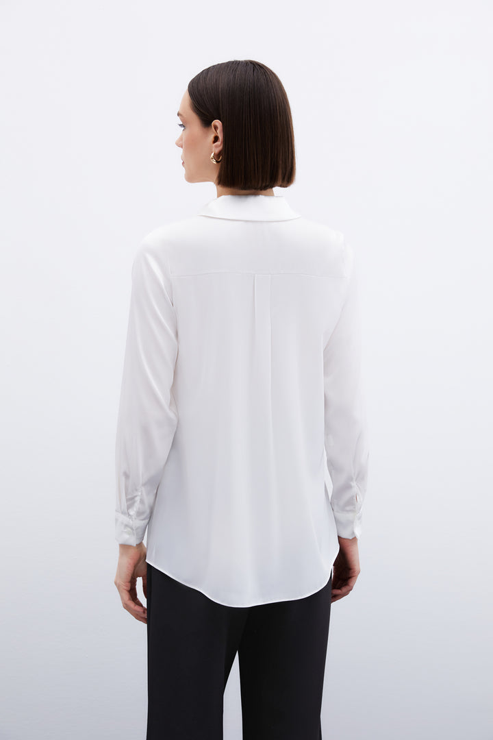 Sateen Chemise en satin - Écru