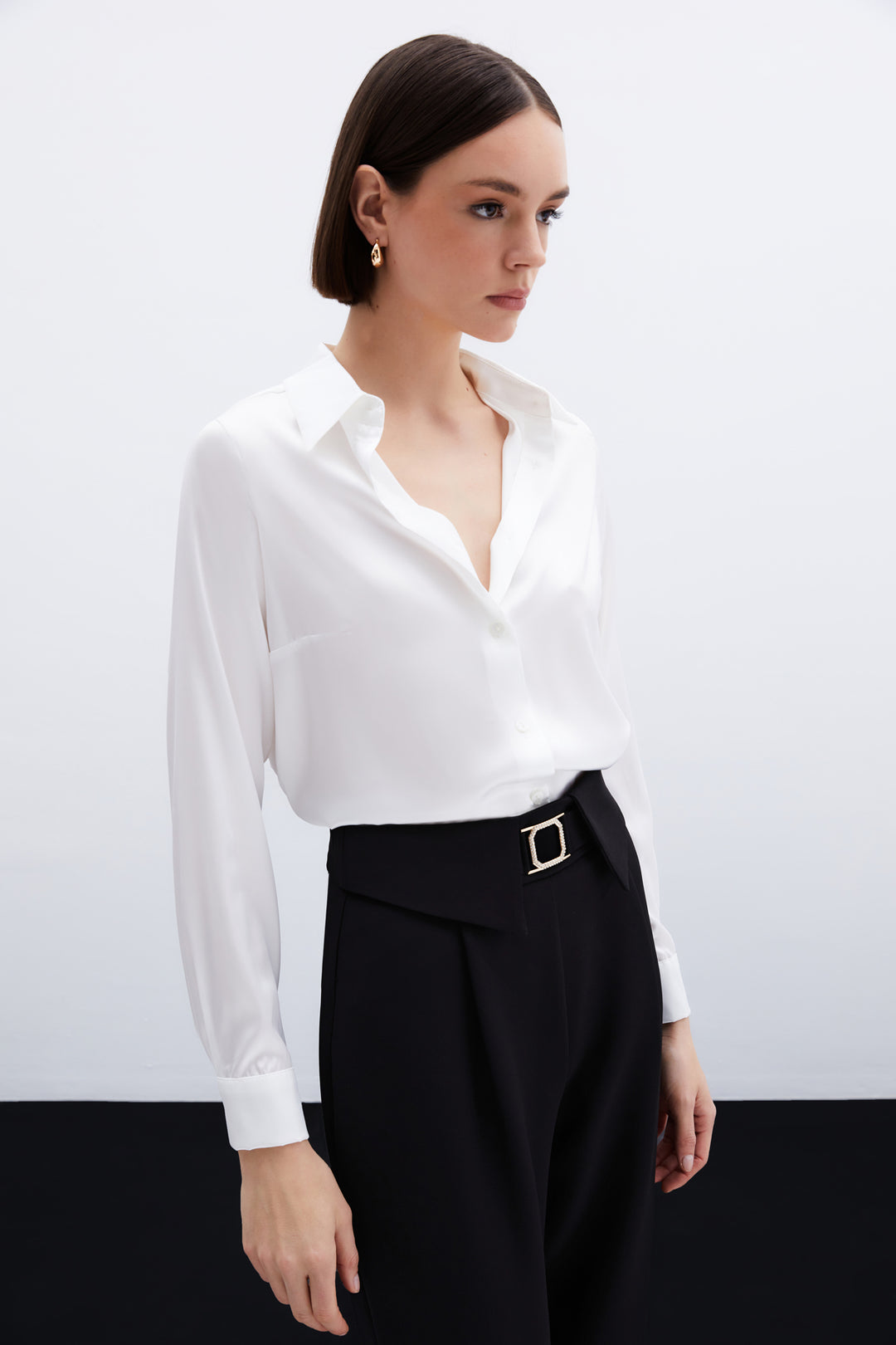 Sateen Chemise en satin - Écru
