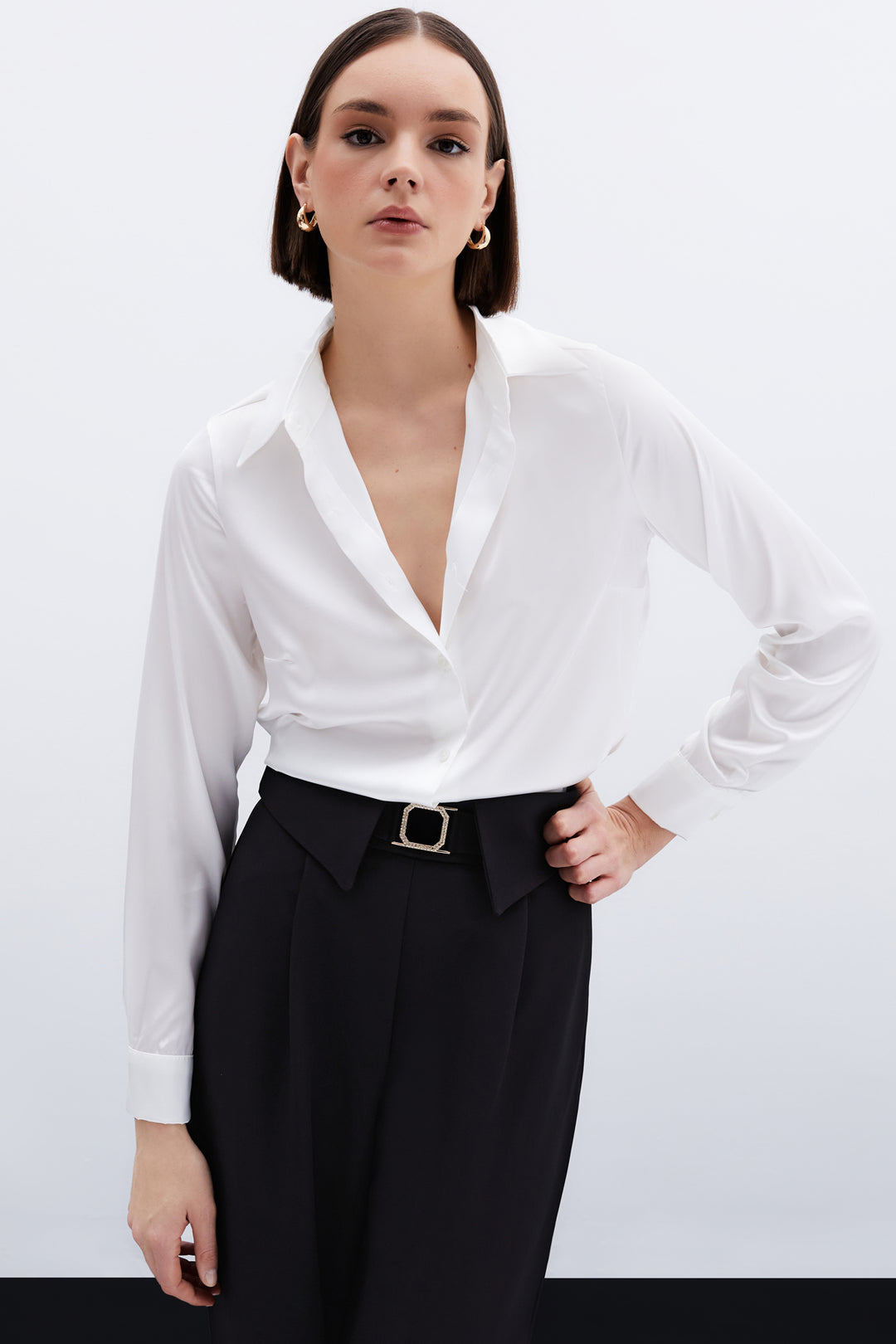 Sateen Chemise en satin - Écru