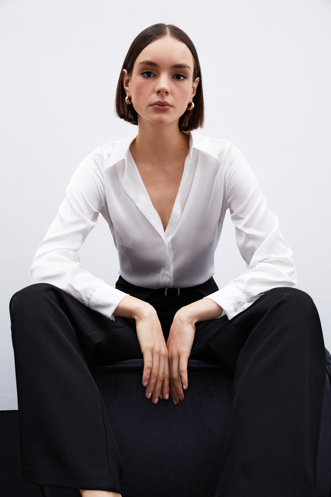 Sateen Chemise en satin - Écru