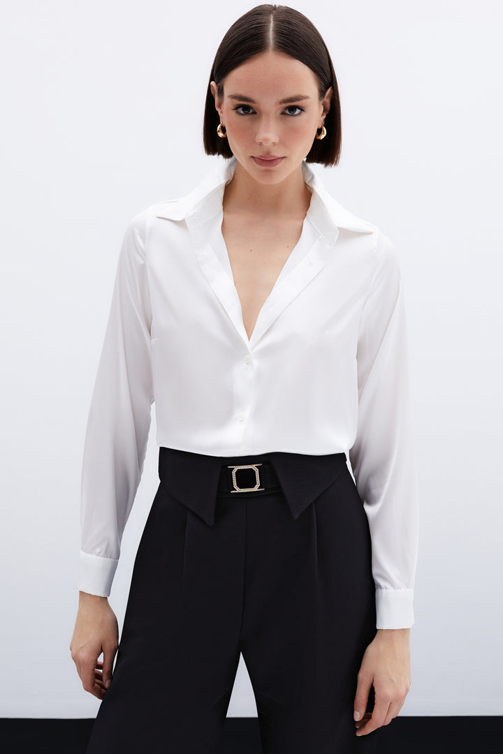 Sateen Chemise en satin - Écru