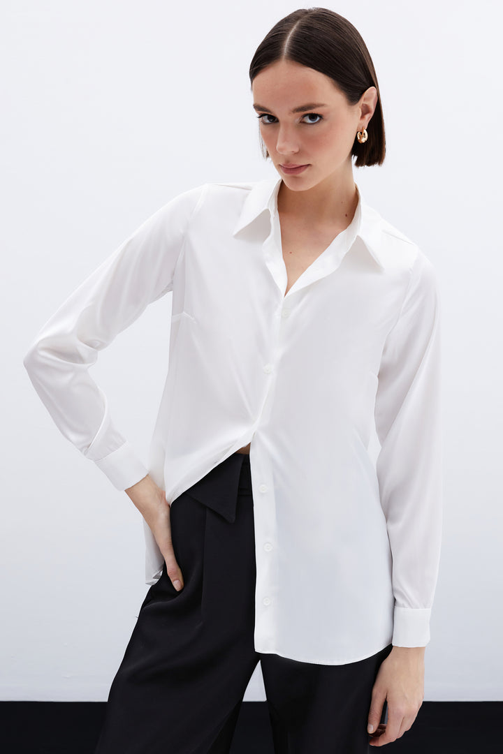 Sateen Chemise en satin - Écru