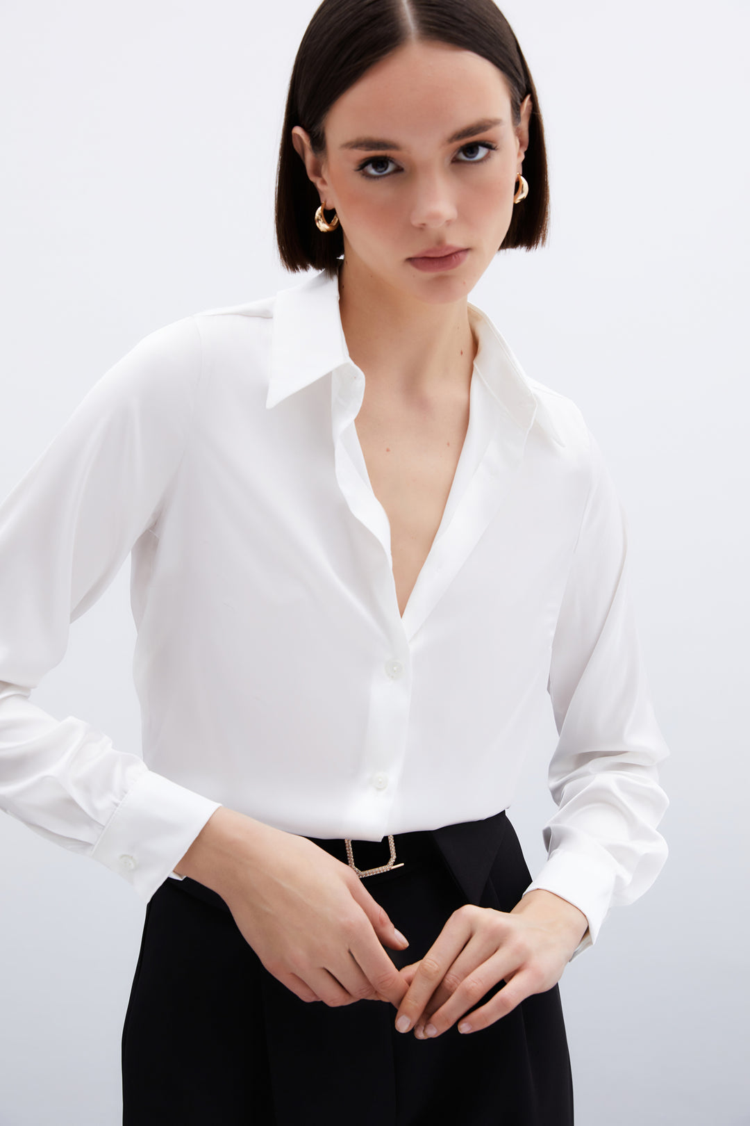 Sateen Chemise en satin - Écru