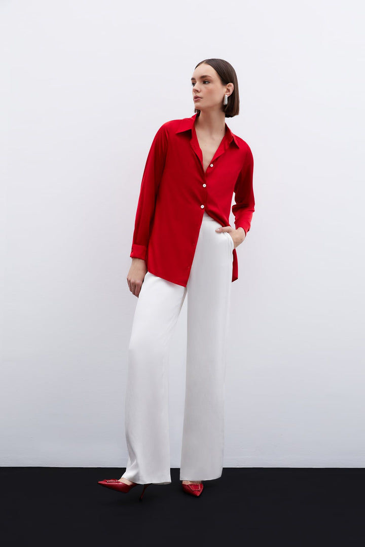 Sateen Chemise en satin - Rouge