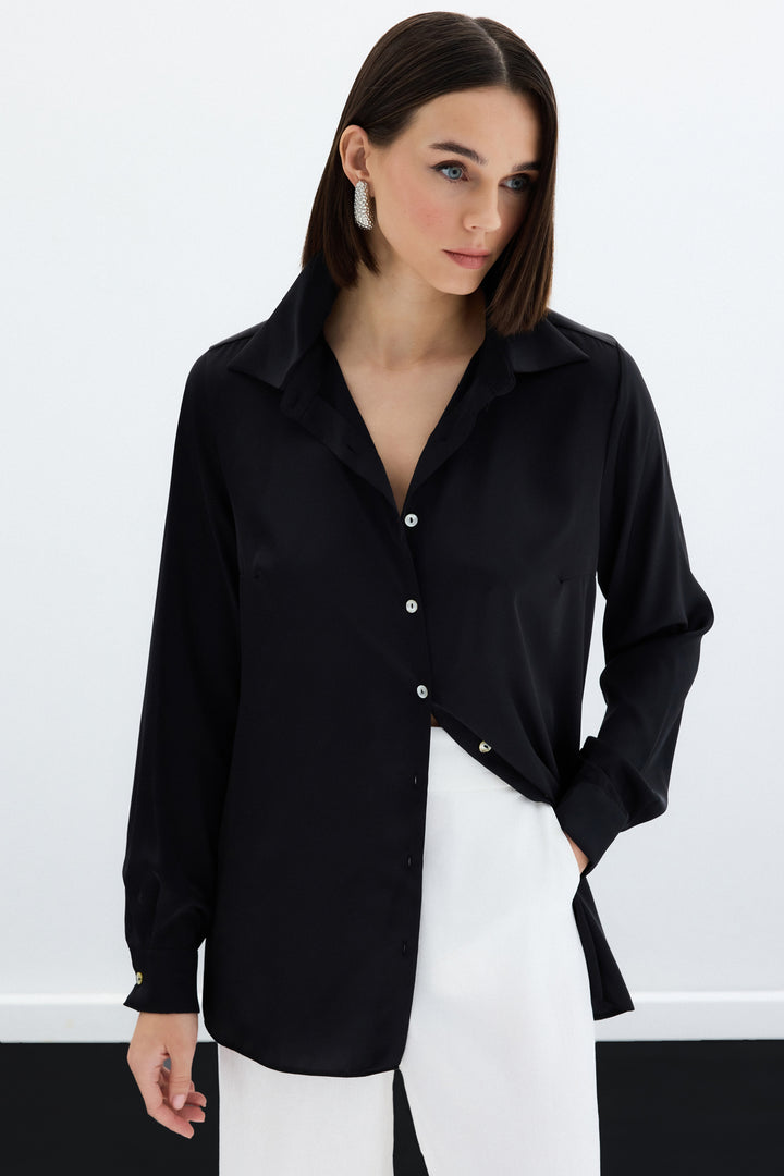 Sateen Chemise en satin - Noir