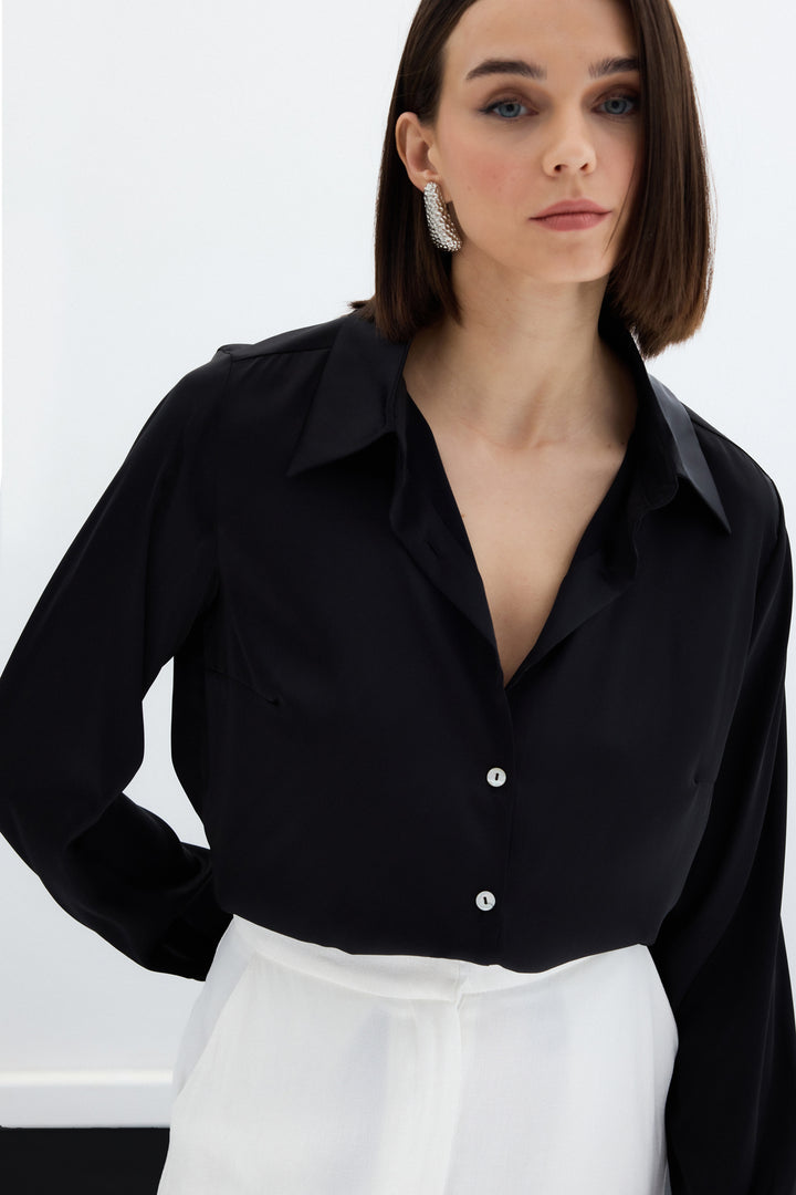 Sateen Chemise en satin - Noir