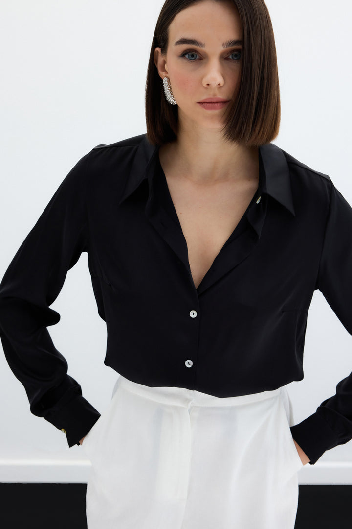 Sateen Chemise en satin - Noir
