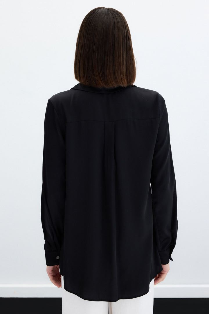 Sateen Chemise en satin - Noir