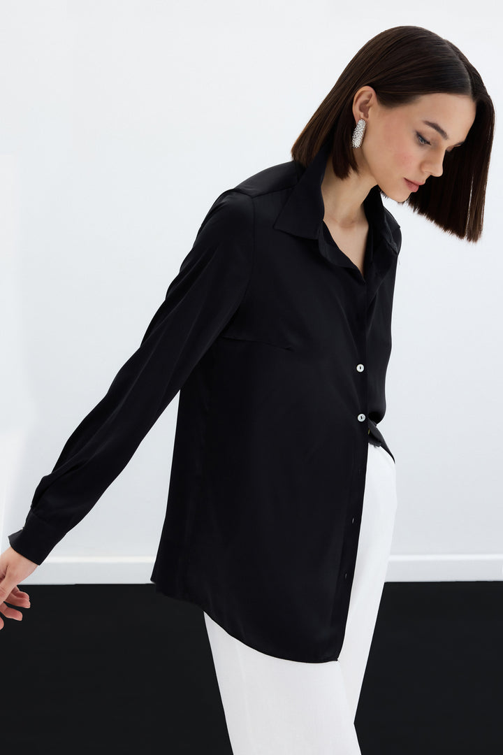 Sateen Chemise en satin - Noir