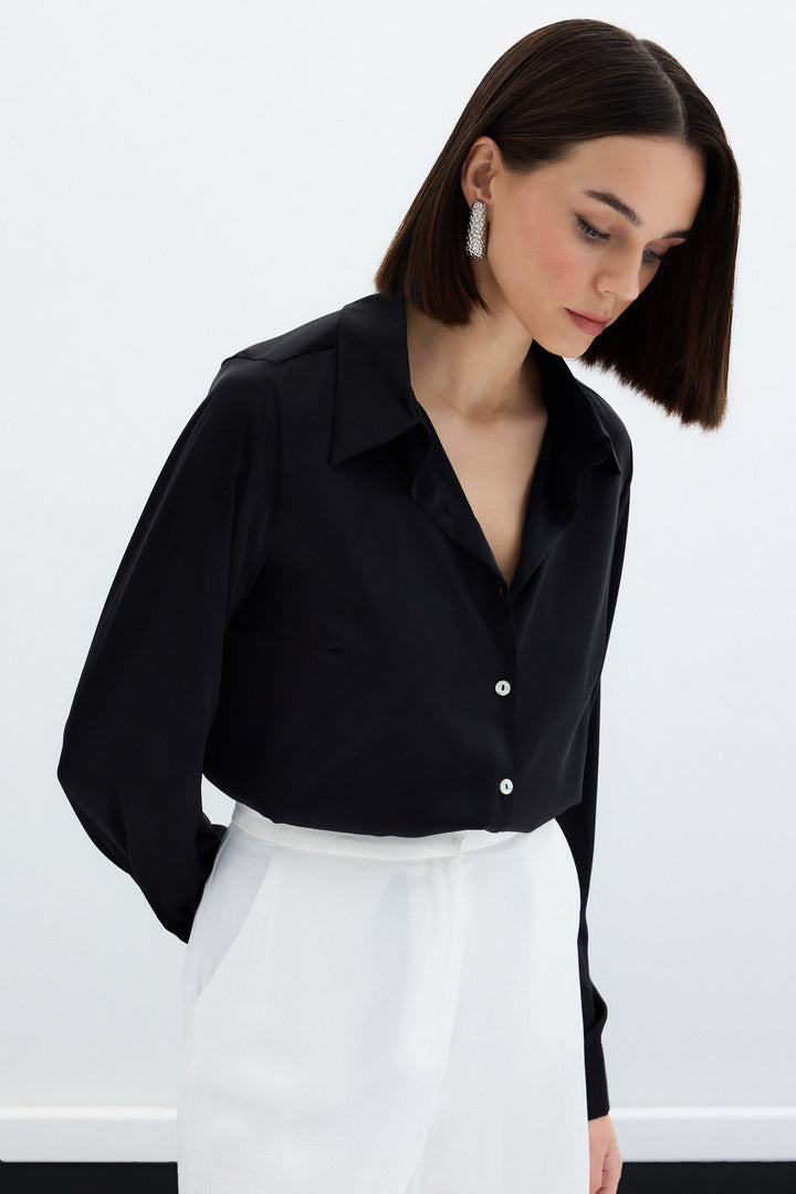 Sateen Chemise en satin - Noir