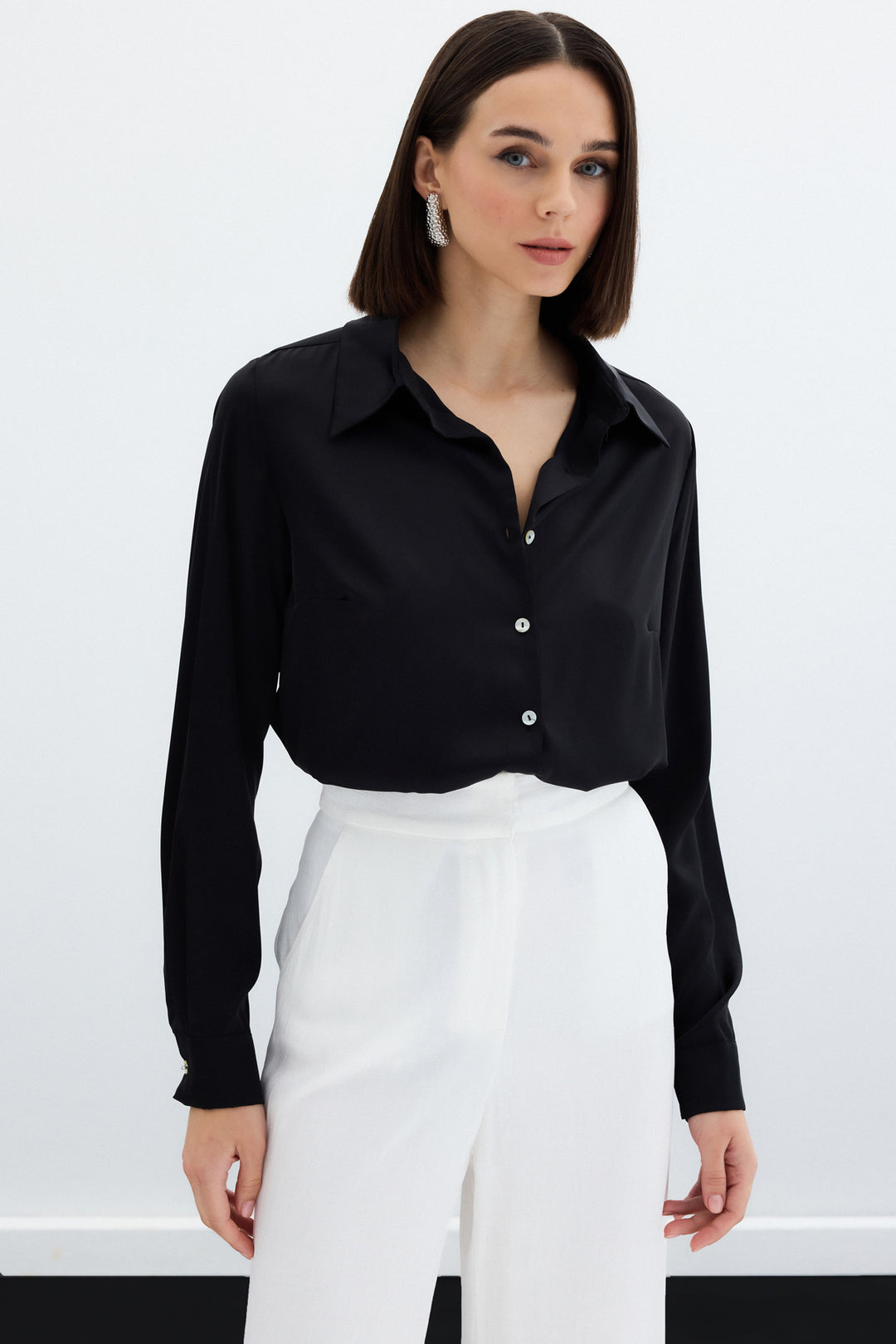 Sateen Chemise en satin - Noir