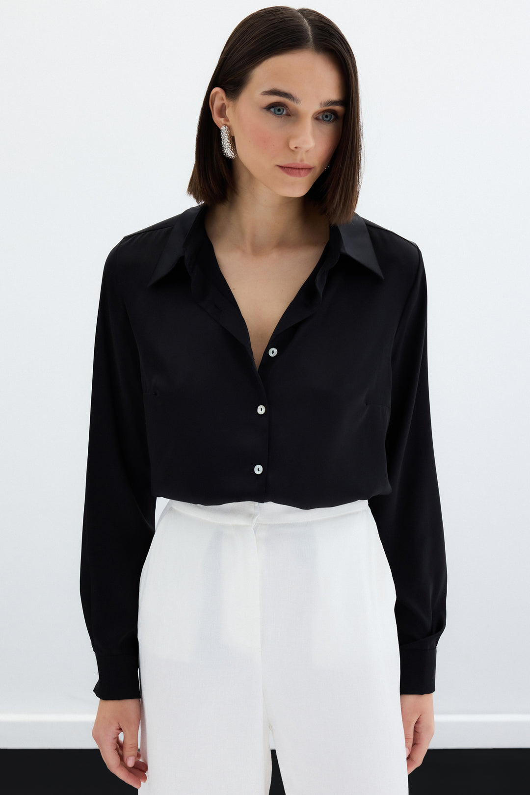 Sateen Chemise en satin - Noir