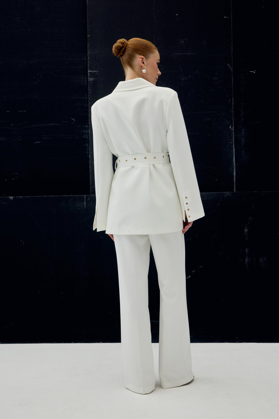 Sateen Veste Serana à Détails de Ceinture - Écru