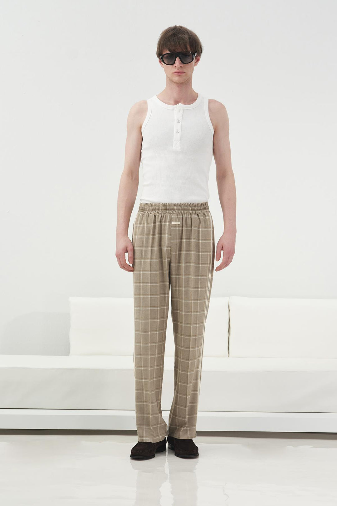 Giesto Pantalon Beige avec Détails en Bande - Beige