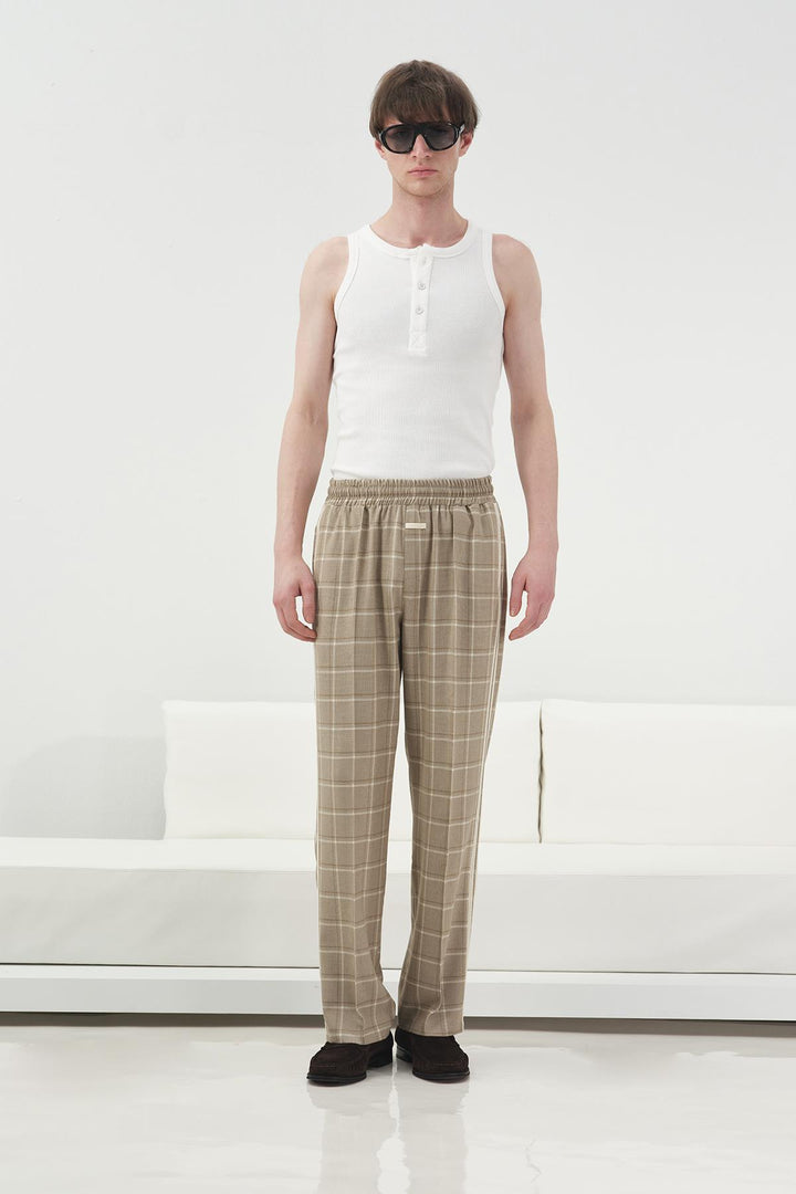 Giesto Pantalon Beige avec Détails en Bande - Beige
