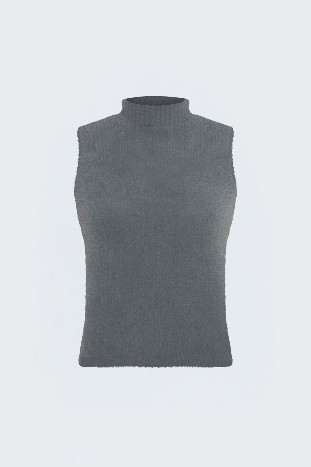 Sateen Blouse en tricot à col zéro avec poils - Anthracite